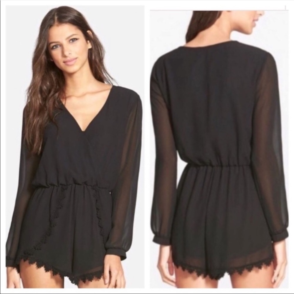 EUC ASTR Black Lace Trim Romper
